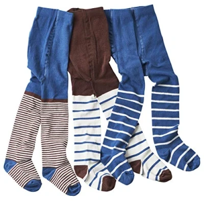 Immagine di WELLYOU calze collant per bambini maschi, bambini/bambine, taglie 62 146, Made in EU (134 Blu Marrone)