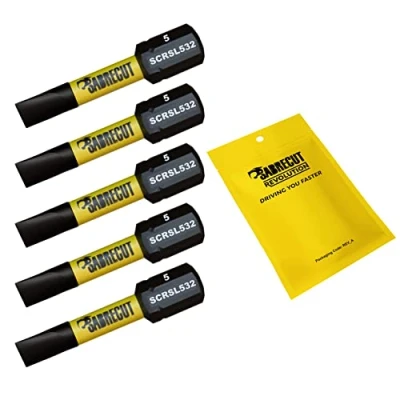 Immagine di 5 x SabreCut SCRSL532_5 32 mm SL5 Set di punte per cacciavite a impatto magnetico scanalato Single Ended Heavy Duty compatibile con Dewalt Milwaukee Bosch Makita e altri