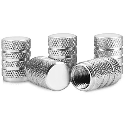 Immagine di kwmobile 5x Coprivalvole Auto in metallo Cappucci universali Coperture per valvole macchina moto bici argento