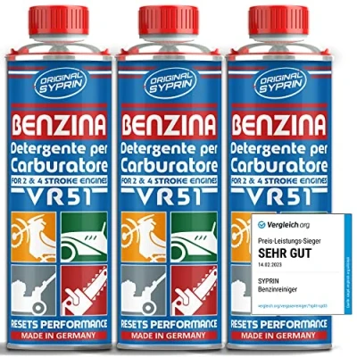Immagine di SYPRIN Originale Detergente per carburatore VR51 Motori a Benzina 2 Tempi 4 Adatto Auto e Moto I Additivo la Pulizia del 3x