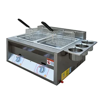 Immagine di Deep Fryer Friggitrice a Gas da 12 Litri, Professionale Banco in Acciaio Inossidabile Frittura Cestello Staccabili