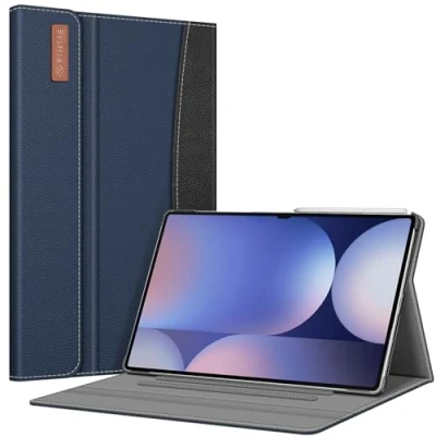 Immagine di FINTIE Custodia per Samsung Galaxy Tab S8 Ultra 14,6&quot; 2022 (modello SM X900 / X906), copertura con supporto a portafoglio tasca, funzione sleep/wake automatica, blu navy