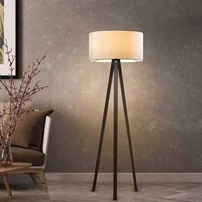 Immagine di lux.pro Lampada da Terra Altezza 140 cm Piantana Tripode a Treppiedi con Paralume in PVC/Tessuto color Crema