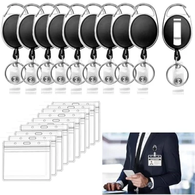 Immagine di RXKFIGX portachiavi Con Corda Allungabile 10 Pcs Retrattile Bobina Badge Moschettone Clip per Carta D&#039;identità Nome