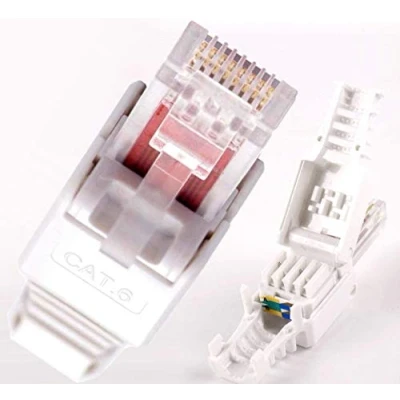 Immagine di O&amp;W Security 5 connettori di rete RJ45 per cavo LAN Cat6 Cat7 Cat5, router, notebook, montaggio senza attrezzi