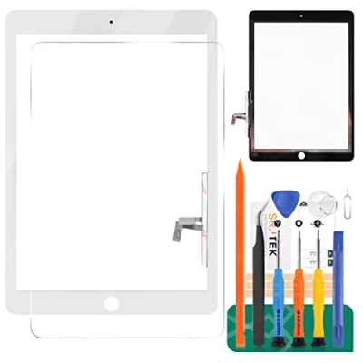 Immagine di per iPad 9.7 2017 A1822 A1823 Touch Screen Digitizer Vetro di Ricambio 5/Air 1st Display Panel Parti Riparazione (Non LCD, Senza Pulsante Home) (Bianco)
