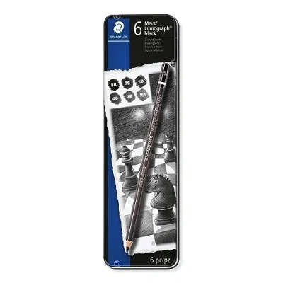 Immagine di Staedtler Matita Mars Lumograph Black, 6 astuccio in metallo, 1 confezione, contenuto della confezione: astuccio, colore: Nero