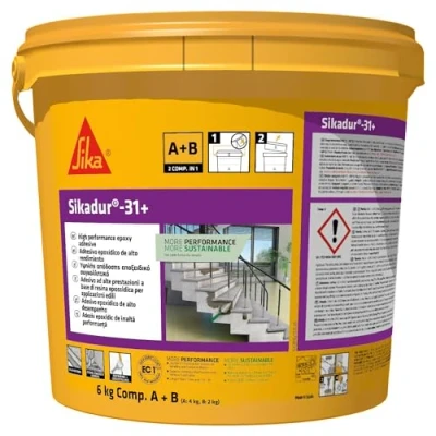 Immagine di Sika Sikadur 31+ (AB), Grigio Calcestruzzo Adesivo epossidico Incollaggio strutturale Ripristino calcetruzzo Secchio in platica 6kg (A+B)