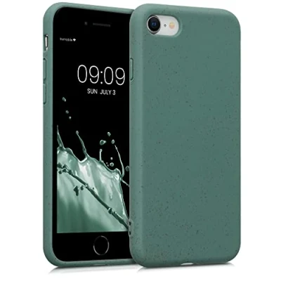 Immagine di kalibri Cover compatibile con Apple iPhone SE (2022) / (2020) 8 7 Custodia in silicone e paglia Backcover Matt Anti Impronte verde militare