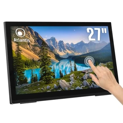 Immagine di ATLANTIS A05 T27A VHDM Monitor Touch 24 pollici, Touchscreen 10 tocchi, Full HD 1920x1080, HDMI VGA DP, inclinabile 15 50, Vetro Protettivo 7H, Contrasto 1000:1, Angolo 178/178,Vesa 100