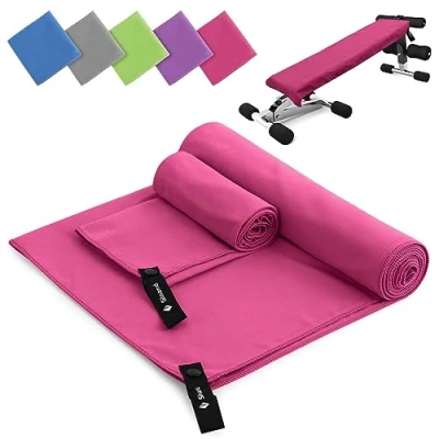 Immagine di Asciugamano Microfibra Set di 2 180x60cm Asciugamani Bagno &amp; 80x40cm Viso Assorbente Asciuga Rapidamente Telo Palestra, per Lo Campeggio (Grigio Scuro)