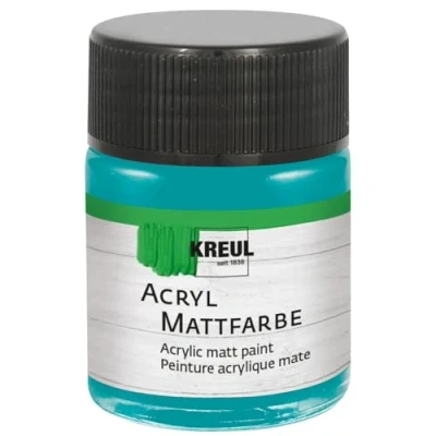 Immagine di Kreul 75548 Vernice acrilica Opaca, Turchese in Barattolo da 50 ml, a Base d&#039;Acqua dalla Copertura cremosa e dall&#039;asciugatura Rapida, Adatta Molte superfici Diverse, Turquoise, unità