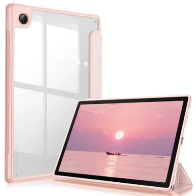 Immagine di FINTIE Custodia per Samsung Galaxy Tab A8 10.5&#039;&#039; 2021 SM X200/X205 Antiurto Sottile Case Posteriore Trasparente Cover con Auto Sveglia/Sonno, Oro Rosa