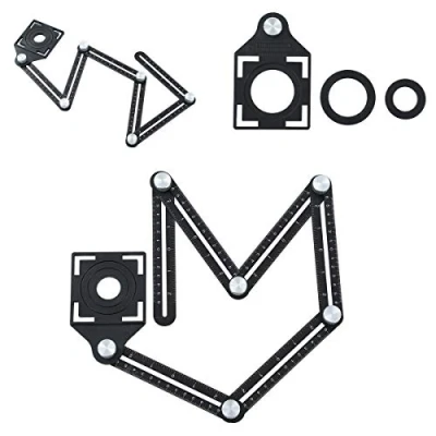 Immagine di TOPWAY Righello di Misurazione Multi Angolo, 6 lati Strumento per Multiangolare, Dima Angolare in lega alluminio Angleizer Template Tool 401022