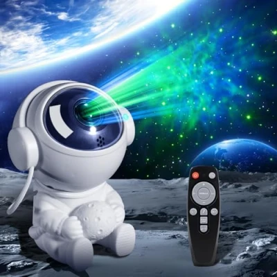 Immagine di Carehabi Proiettore di Stelle Astronauta, Lampada a Stella Proiezione Temporizzata con Telecomando, Luce Notturna Magnetica Colorata dell&#039;astronauta per Bambini, Adulti, Camera da Letto