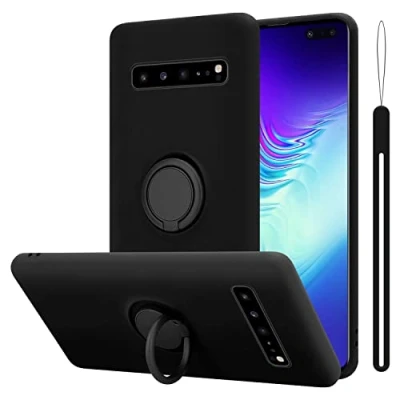 Immagine di Cadorabo Custodia Compatibile con Samsung Galaxy S10 5G in Liquid Nero per Cellulare Silicone TPU Flessibile Anello Paraurti Cover Posteriore Ultra Sottile