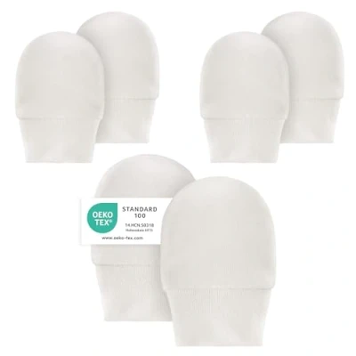 Immagine di LaLoona Set Guanti Neonato Antigraffio con Polsino Elastico 3 Guantini Antigraffio, 100% Cotone per Neonati Approvati OekoTex Bianco