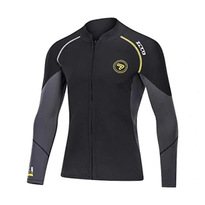 Immagine di Muta Top da Uomo in Neoprene 1,10 mm, con Cerniera Frontale a Maniche Lunghe, per Nuoto, Snorkeling, Immersioni subacquee, Surf