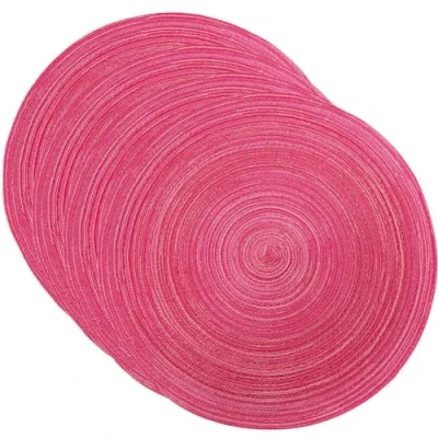 Immagine di SCF2017 Set di 4 tovagliette rotonde in filato cotone intrecciato, resistenti al calore, 38 cm, colore rosa