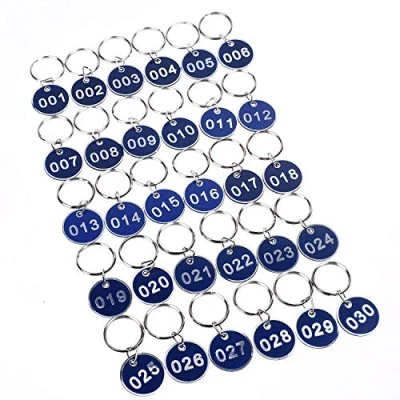Immagine di Sourcemall Portachiavi con targhette numerate in alluminio e plastica, 30 mm 1 100 Blu