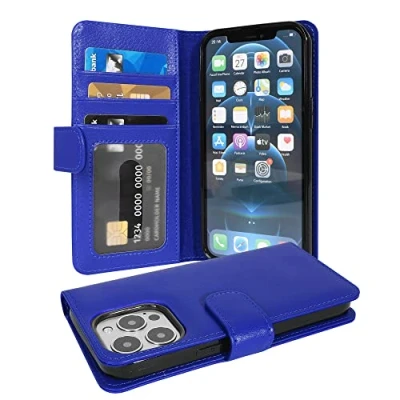 Immagine di Cadorabo Custodia Libro compatibile con Apple iPhone 13 PRO MAX in BLU MARINA 3 Vani di Carte e Chiusura Magnetica Portafoglio Cover Case Wallet Book Etui Protezione