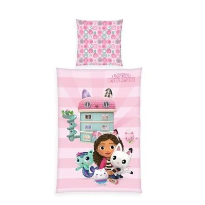 Immagine di Herding Set di Biancheria da Letto, La Casa delle Bambole Gabby, Federa 80 x cm con Cerniera e Motivo Reversibile, Copripiumino 135 200 Cerniera, 100% Cotone/Renforcé