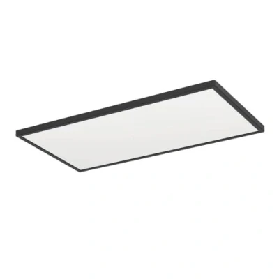 Immagine di Eglo Rovito Plafoniera a LED, rotonda, per bagno, lampada da soffitto in plastica di colore nero e bianco, luce bianca calda fredda, IP44, 57 x 30 cm