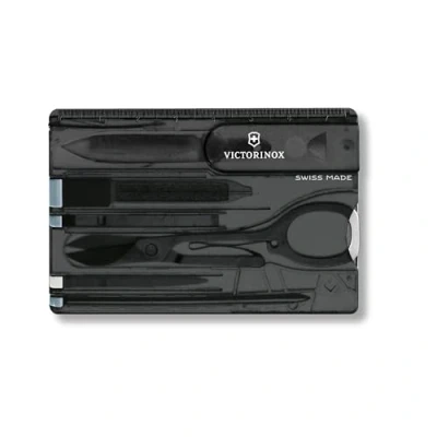 Immagine di Victorinox, Swiss Card Classic, Coltello Multiuso Svizzero, Carta di Credito, Tascabile, Originale, 10 Funzioni, Forbici, Lima per unghie, Cacciavite 2,5 mm