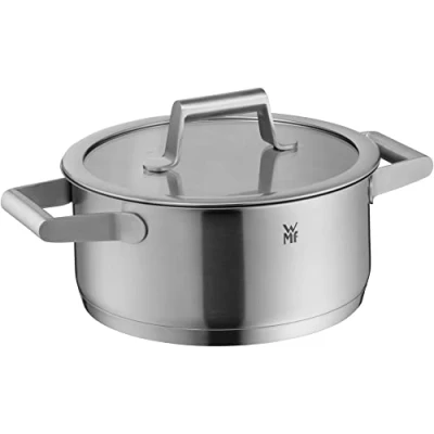 Immagine di WMF Comfort Line Pentola piccola 20 cm, coperchio in vetro, a induzione, 2,5 l, acciaio INOX Cromargan opacizzato, scala interna, impilabile, non rivestita