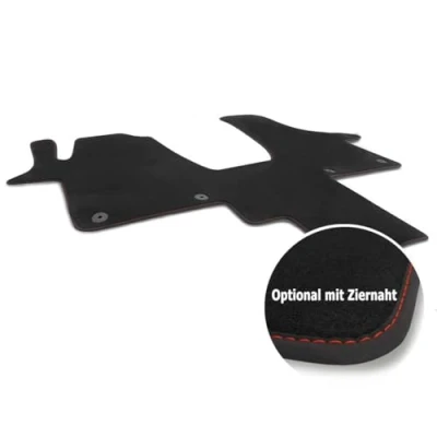Immagine di Kh Teile Zerbino adatto per T6 Multivan Caravelle California Tappetino auto in velluto nero rosso completo anteriore 1 pezzo