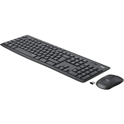 Immagine di Logitech Combinazione di tastiera e mouse wireless silenziosi MK295 con SilentTouch, tracciamento ottico, tecnologia senza ritardi, 90% rumore in meno, QWERTY spagnolo, nero