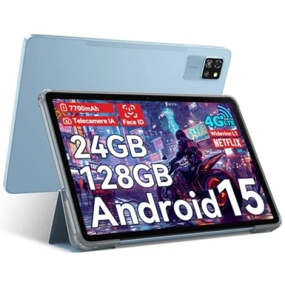 Immagine di Blackview Tablet Android 15 Tab 60 Pro, 25,4 cm, 24 GB RAM + 128 ROM/2TB TF, 4G LTE 5G WLAN, Octa Core, Widevine L1 HD+ IPS, Face ID, batteria 7700 mAh, doppia fotocamera 8MP+5MP/WPS