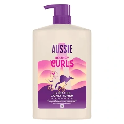 Immagine di Aussie Bouncy Curls Balsamo Ricci Idratante 1000ml, Boost di Idratazione Quotidiana per Capelli Mossi e Ricci, Con Oli Jojoba, Cocco Macadamia, Non Appesantisce, Vegano Cruelty Free