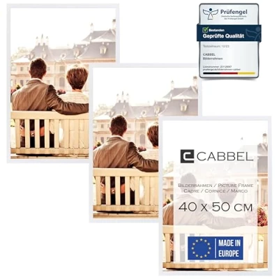 Immagine di CABBEL confezione da tre (3 pz.) cornici 40x50 cm in legno MDF bianco con vetro Plexi infrangibile/Moderno