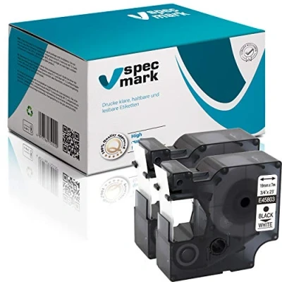 Immagine di specmark compatibile con DYMO D1 45803 S0720830 Nastro 19 mm x 7 m Set 2 pezzi nero su bianco per stampanti LM Label Manager LP Point LW Writer DUO