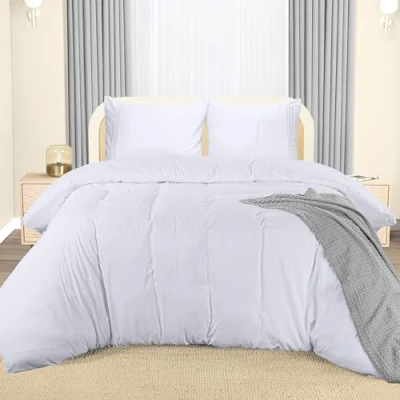 Immagine di Utopia Bedding Copripiumino Matrimoniale 240x220 In Microfibra Di Poliestere 240x220cm + Federe Ricamate 65x65cm Bianco