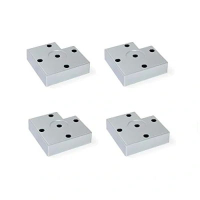 Immagine di Emuca Gambe per mobili, piedi mobile in plastica colore grigio metallizzato, Set di 4 piedini altezza 15mm