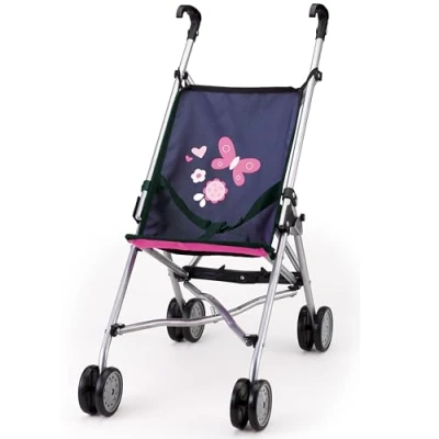 Immagine di Bayer Design 30113AA Buggy Passeggino per Bambole, Colore Blu, Rosa con Farfalla,