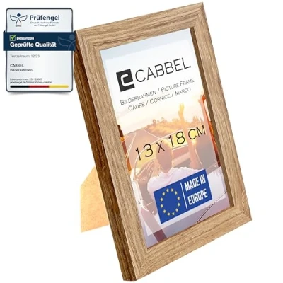 Immagine di CABBEL Cornice 13x18 cm, Rovere, Robusta in Legno MDF, Vetro Plexi infrangibile, da Appendere e
