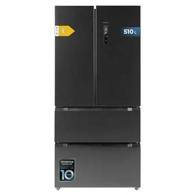 Immagine di Cecotec Frigorifero Porta Francese FD Dark e 510 L Bolero CoolMarket. 183 cm di altezza, 84 larghezza, Motore Inverter Plus, Fast Cooling Freezing, MultiAirFlow, Total NoFrost