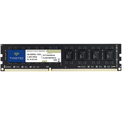 Immagine di Timetec 4GB DDR3 1333MHz PC3 10600 Non ECC Unbuffered 1.35V CL9 2Rx8 Dual Rank 240 Pin UDIMM Desktop PC RAM Modulo di Memoria Aggiornamento