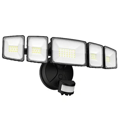 Immagine di Onforu Faretto LED da 55W, con sensore di movimento, per esterni, angolo completo a 360, 4500 lm, faro 6500 K, impermeabile IP65, garage, giardino