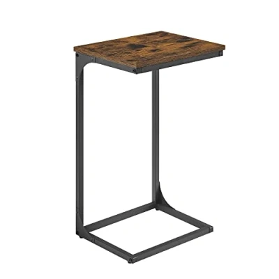 Immagine di VASAGLE tavolino a forma di C, comodino, da divano, con struttura in metallo, industriale, per soggiorno, camera letto, marrone rustico e nero, LET353B01