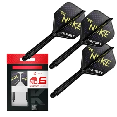 Immagine di Target Darts Luke Littler K Flex Flights And Shaft System, No.6 Medio (33mm) Confezione da 3 voli Kflex all in One, Accessori per Freccette Edizione Giocatori Volo n. 6
