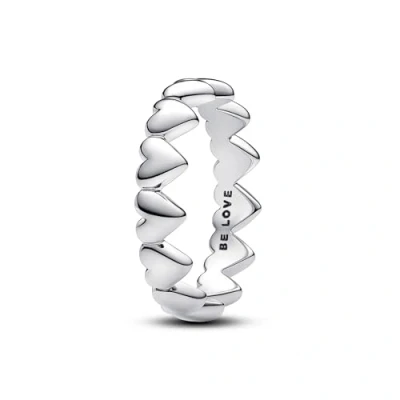 Immagine di Pandora Row of Hearts 193427C00 Anello, Argento sterling, Nessuna pietra preziosa