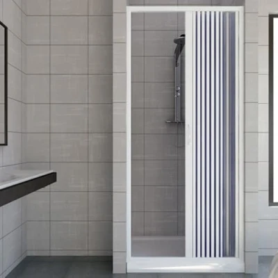 Immagine di Porta Doccia 130 CM in PVC MOD. Vergine con Apertura Laterale Bianco Pastello