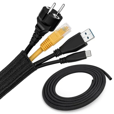 Immagine di ECENCE 3m / 118inch guaina per cavi a chiusura automatica 13 20mm, Nero canalina tagliabile PC, home theater, automobile, ufficio, rete