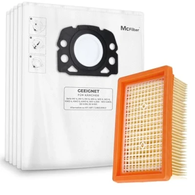 Immagine di 20 sacchetti per aspirapolvere adatti in alternativa multiuso Kärcher WD4, WD5, WD6, MV4, MV5, MV6 + 1x filtro sacchetto tipo KA 33