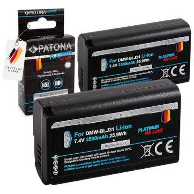 Immagine di PATONA 2x Platinum Batteria Ricambio per Panasonic DMW BLJ31, BLJ31 Batterie 3500mAh Compatibile con Lumix DC S1, S1R, S1H