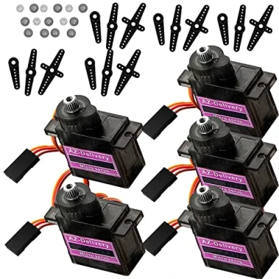 Immagine di AZDelivery 3 x MG90S Servo Micro Motor Gear ad Alta Velocità per RC Smart Robot Helicopter Car Plane Boat compatibile con Arduino incluso un E Book!
